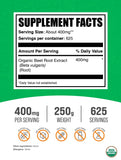 BulkSupplements Organic Beet Root Extract Powder side view with label