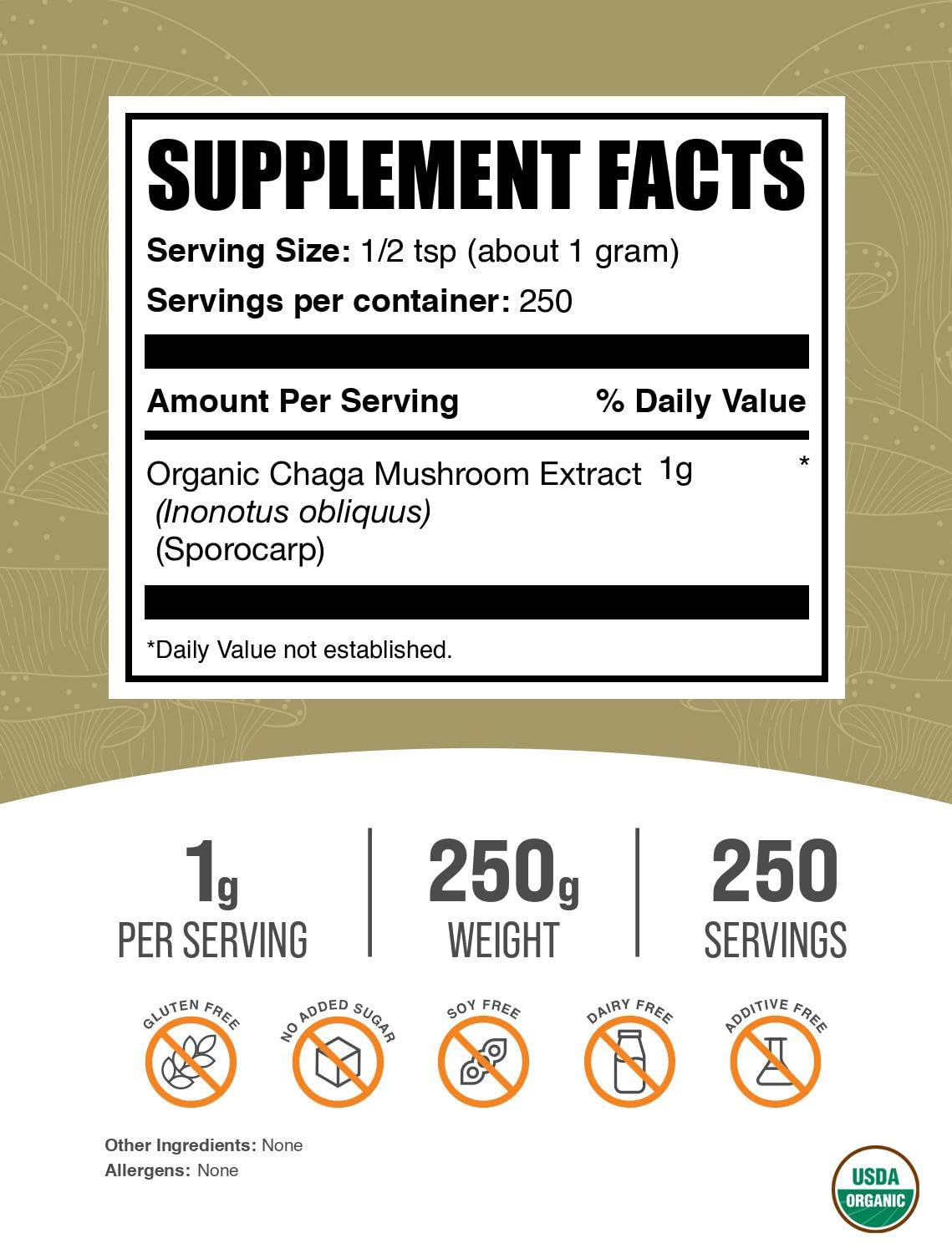 BulkSupplements Organic Chaga Mushroom Extract Powder packaging