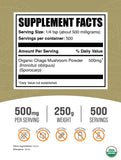 BulkSupplements Organic Chaga Mushroom Powder side view with nutritional information
