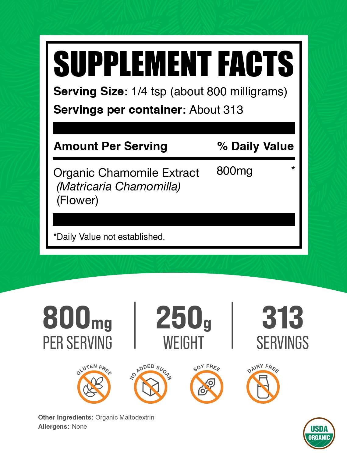 BulkSupplements Organic Chamomile Extract Powder packaging
