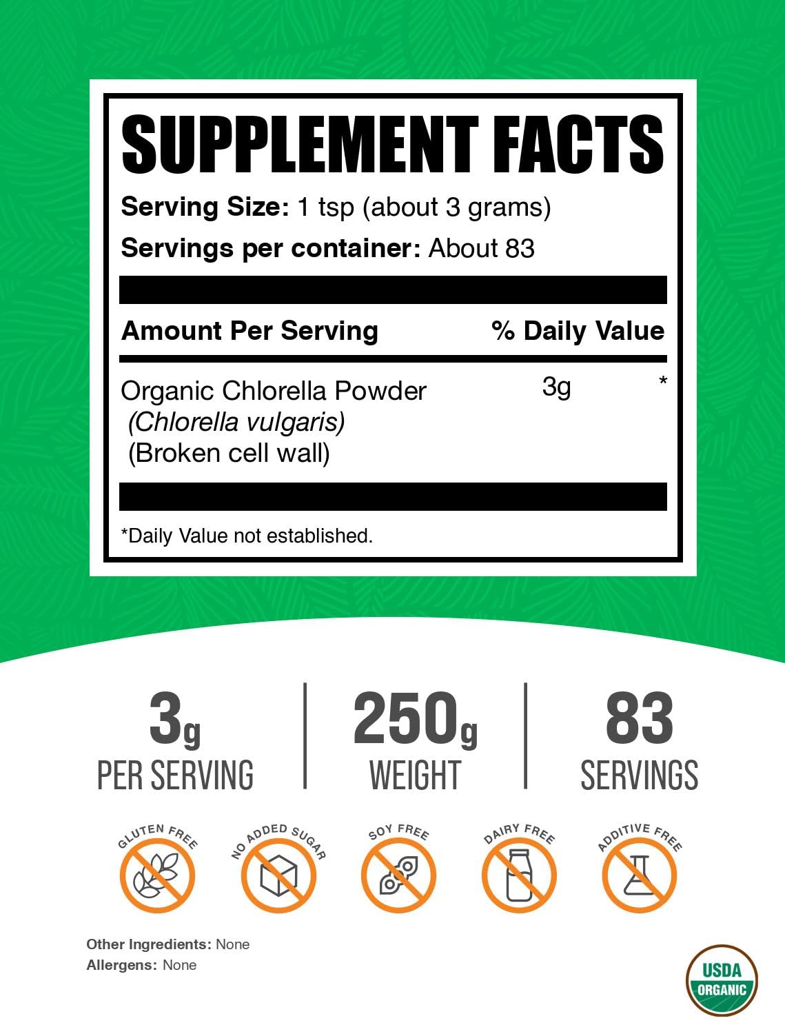 BulkSupplements Organic Chlorella Powder packaging