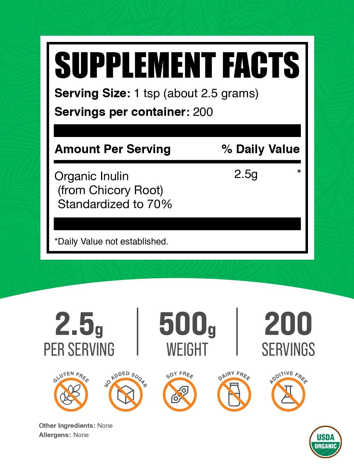 BulkSupplements Organic Inulin Powder packaging