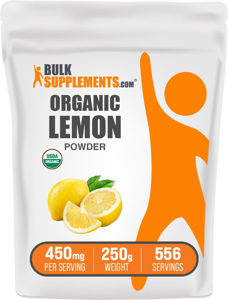 BulkSupplements Organic Lemon Powder 272g front view