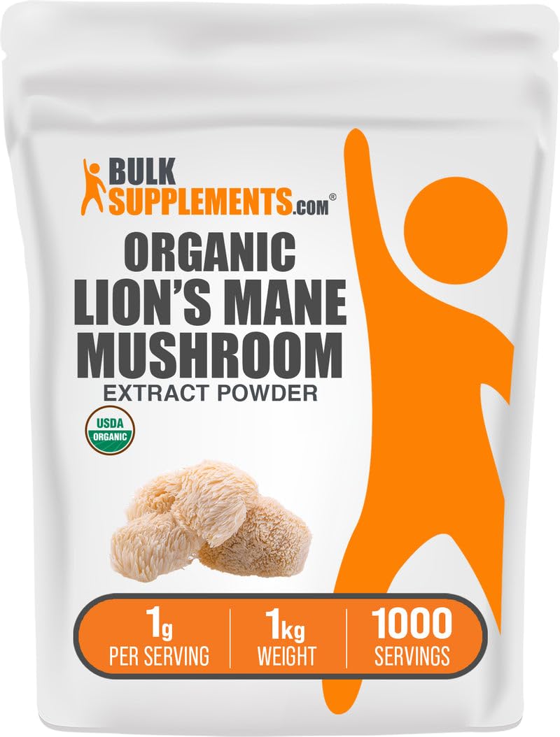 BulkSupplements Organic Lion's Mane Extract Powder front view