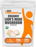 BulkSupplements Organic Lion's Mane Mushroom Powder 440g front view