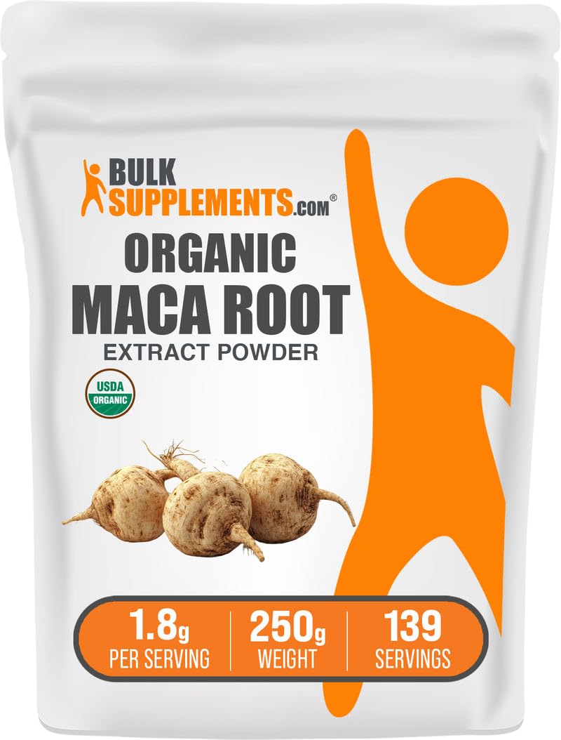 BulkSupplements Organic Maca Root Extract Powder 250g front view