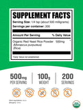 BulkSupplements Organic Red Yeast Rice Powder 100g back view