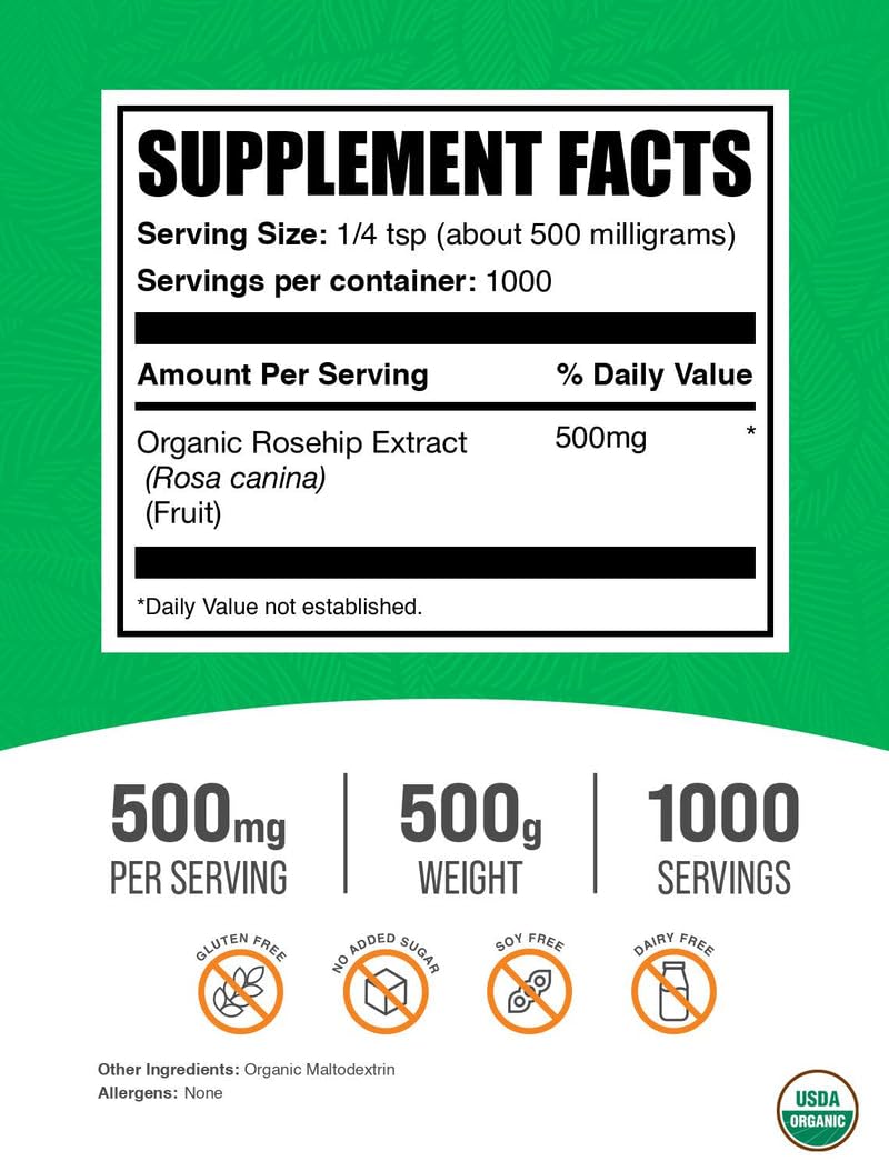 BulkSupplements Organic Rosehip Extract Powder packaging