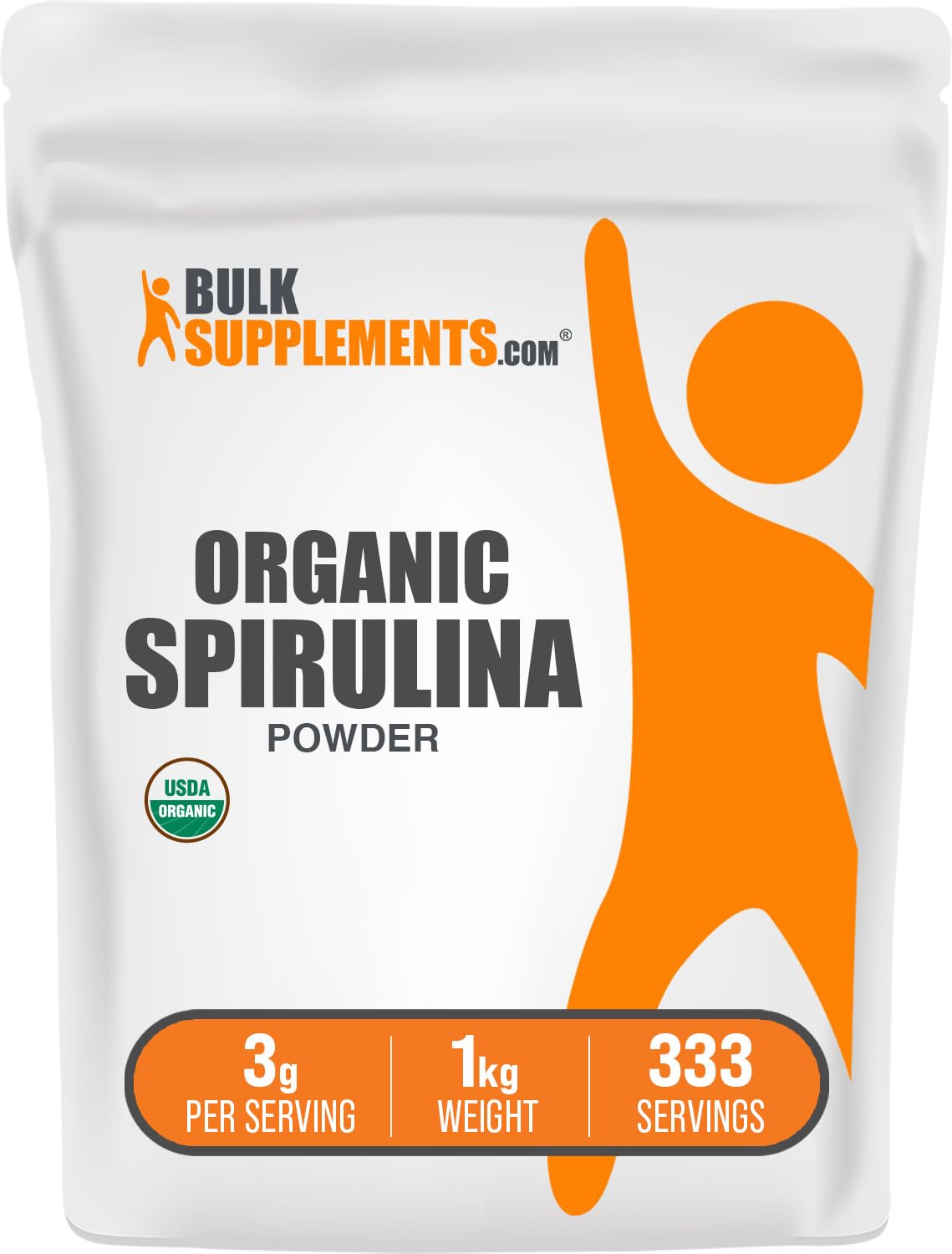 BulkSupplements Organic Spirulina Powder 998g front view