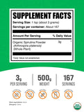 BulkSupplements Organic Spirulina Powder packaging details