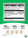 BulkSupplements Organic Stinging Nettle Extract Powder back view with nutritional information