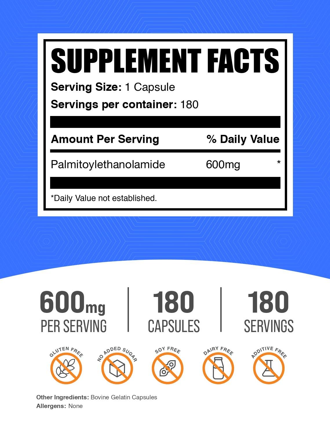 BulkSupplements Palmitoylethanolamide Capsules side view