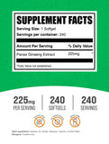 BulkSupplements Panax Ginseng Softgels side view with dosage details