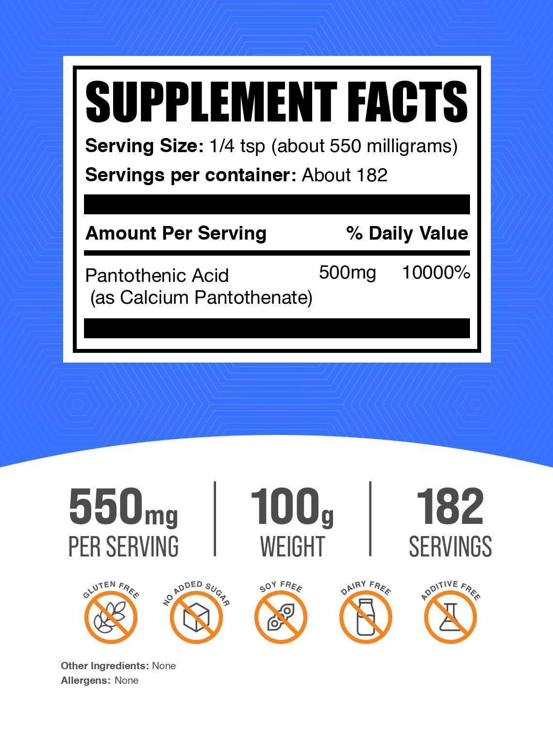 BulkSupplements Pantothenic Acid Powder packaging