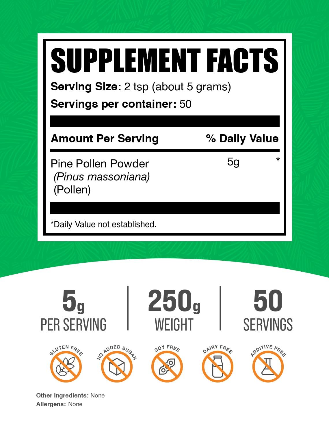 BulkSupplements Pine Pollen Powder 250g packaging