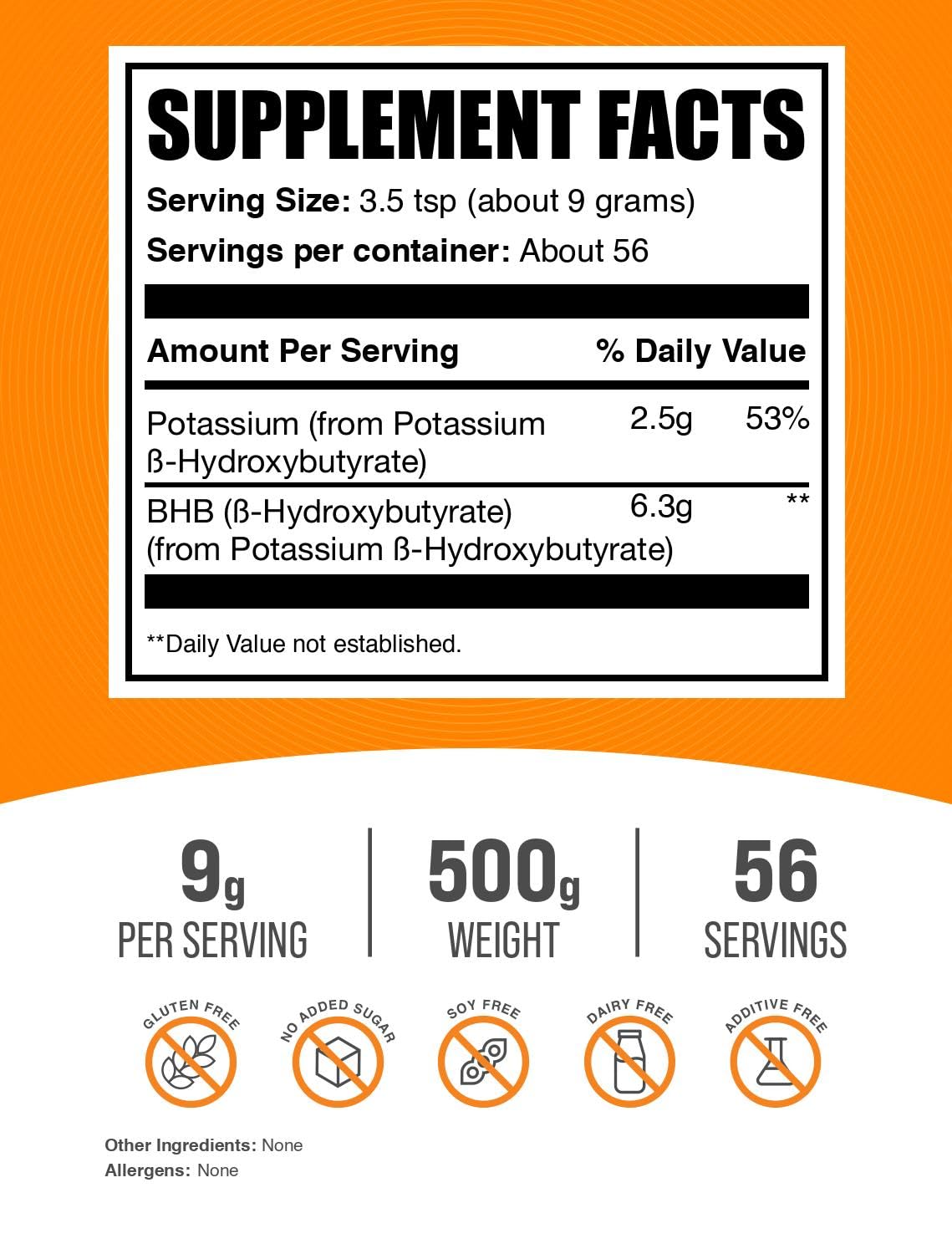 BulkSupplements Potassium BHB Powder packaging back view
