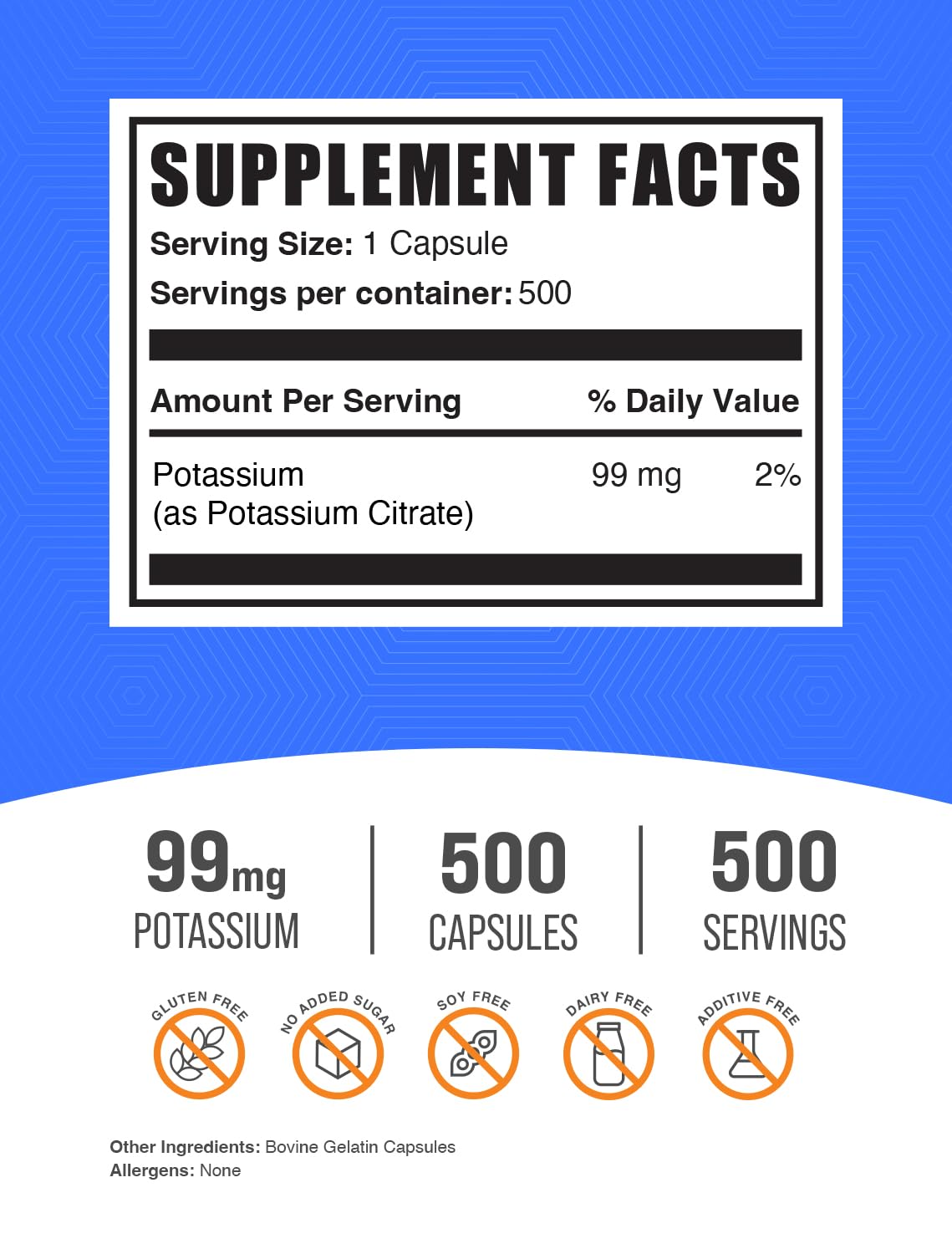 BulkSupplements Potassium Citrate Capsules side view