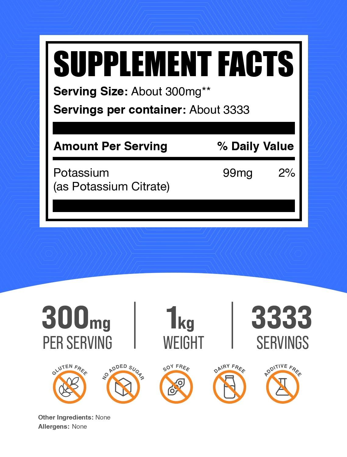 BulkSupplements Potassium Citrate Powder packaging side view