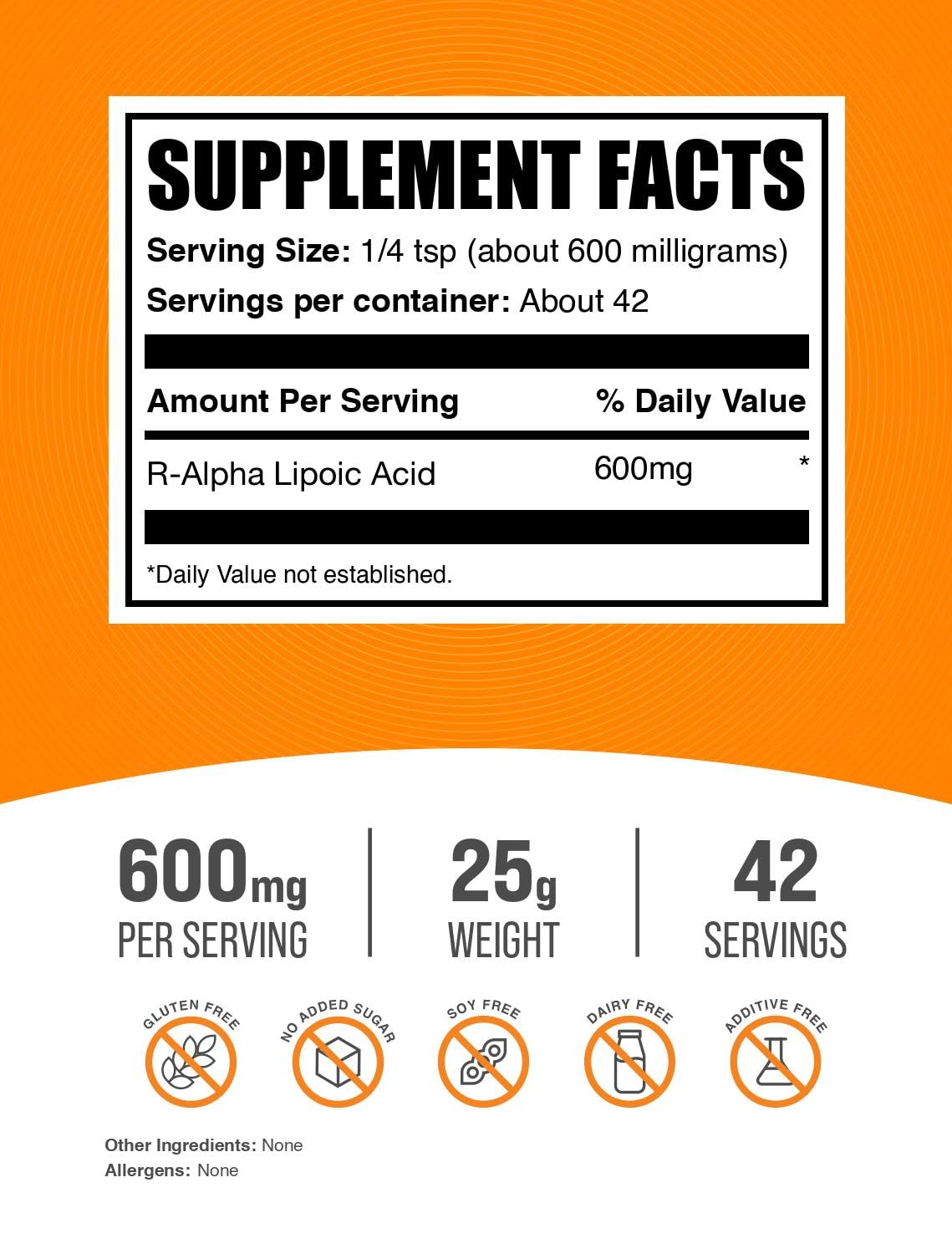 BulkSupplements R-Alpha Lipoic Acid Powder packaging side view