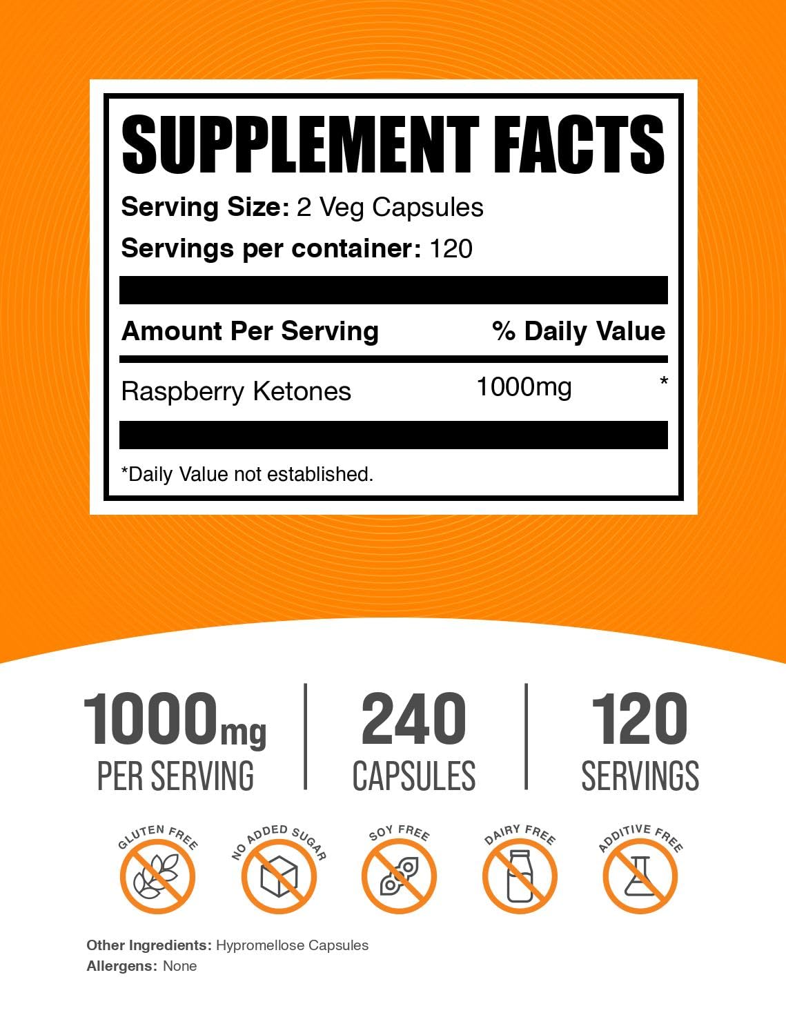 BulkSupplements Raspberry Ketones 1000mg Capsules packaging