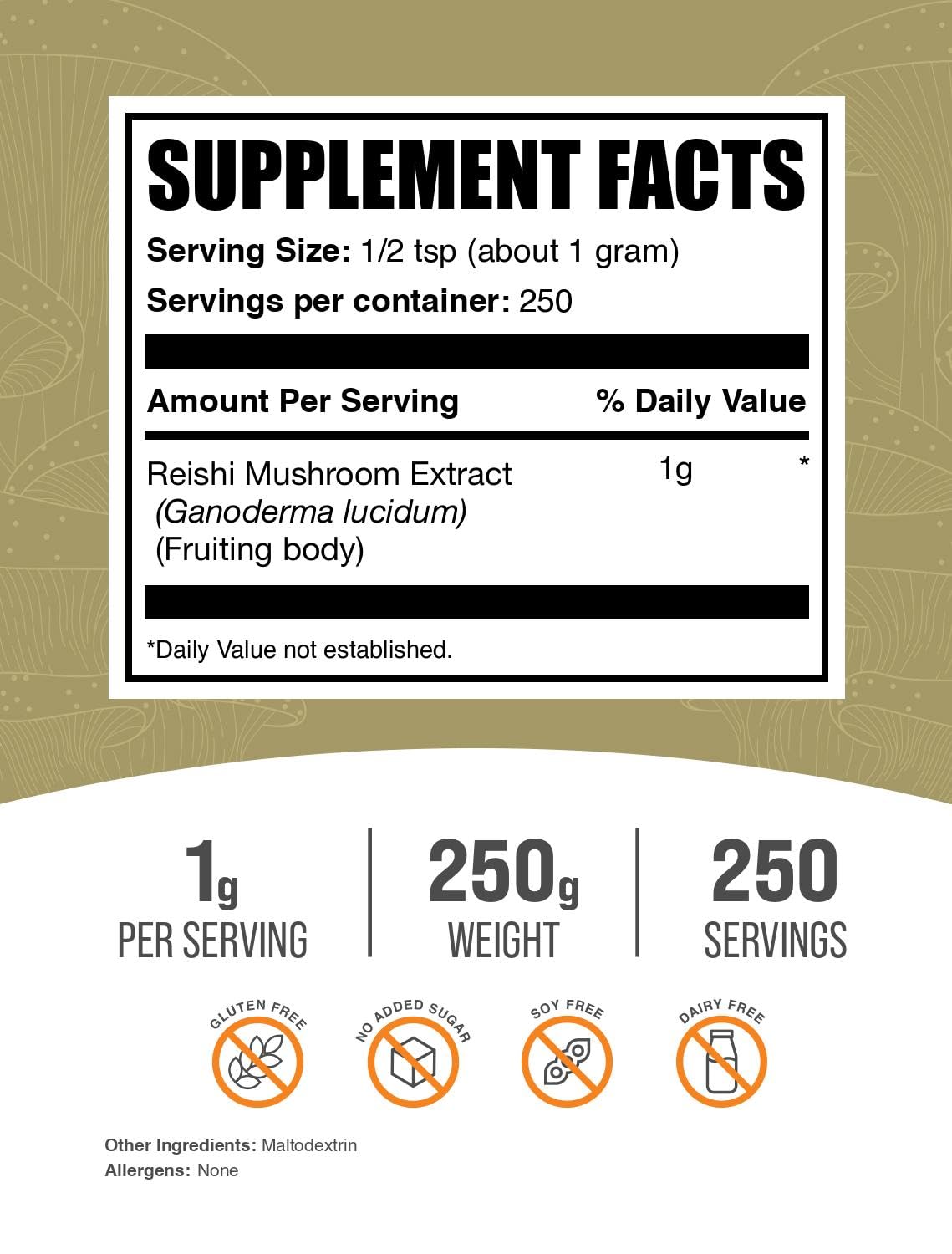 BulkSupplements Reishi Mushroom Extract Powder packaging