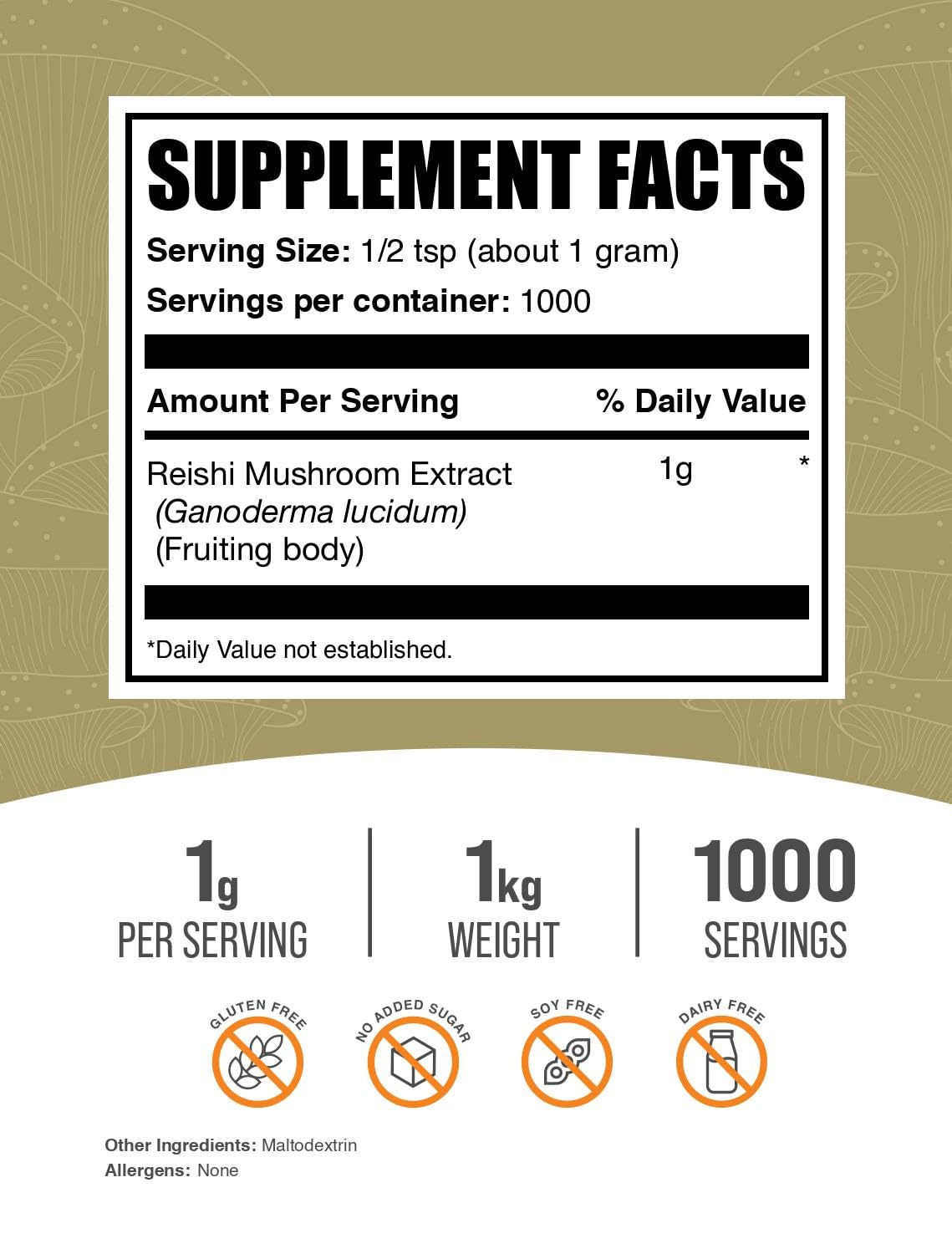 BulkSupplements Reishi Mushroom Extract Powder packaging