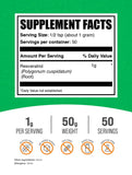 BulkSupplements Resveratrol Powder 1000mg side view with scoop