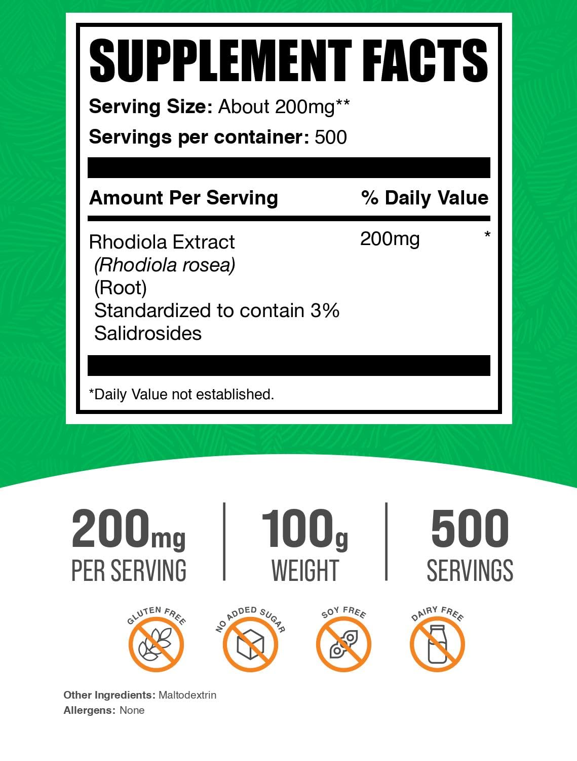 BulkSupplements Rhodiola Rosea Extract Powder packaging