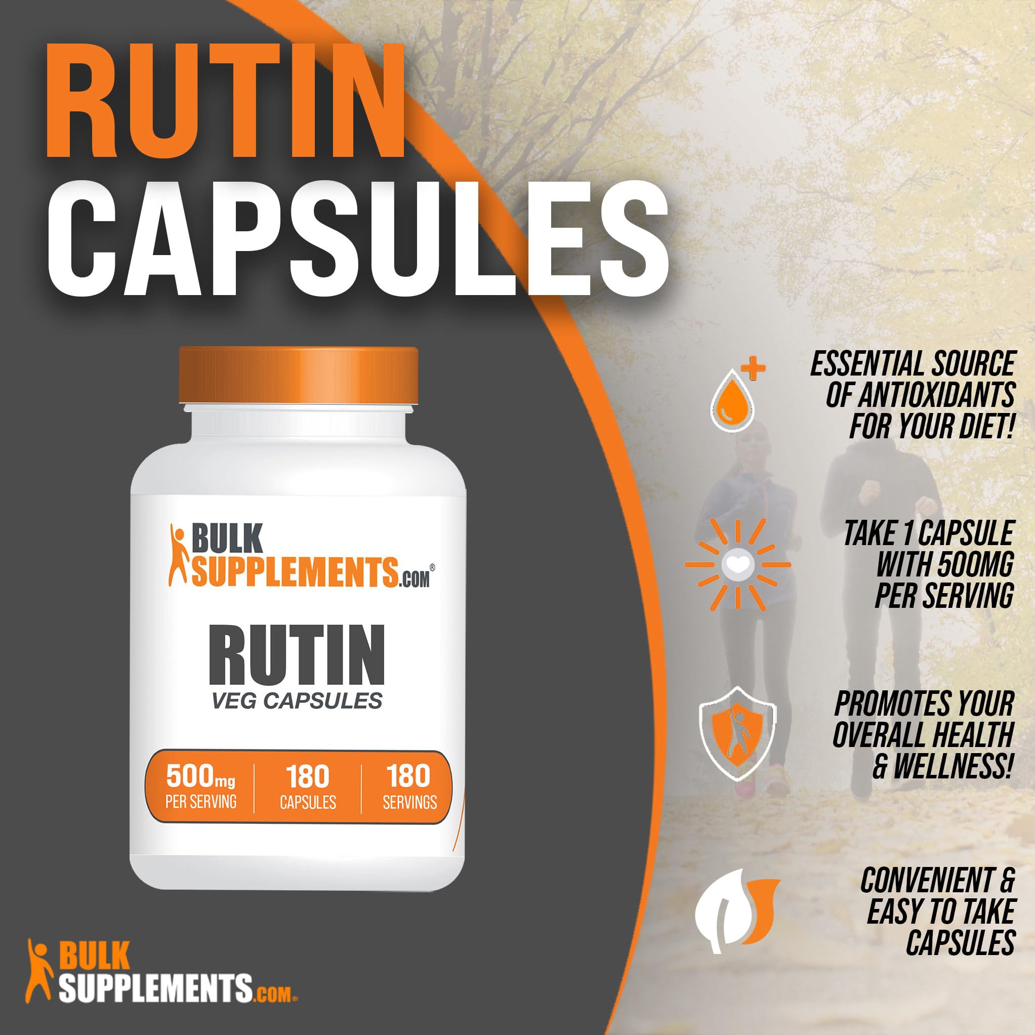 BulkSupplements Rutin 500mg capsules bottle and label