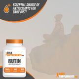 BulkSupplements Rutin 500mg capsules on a wooden table