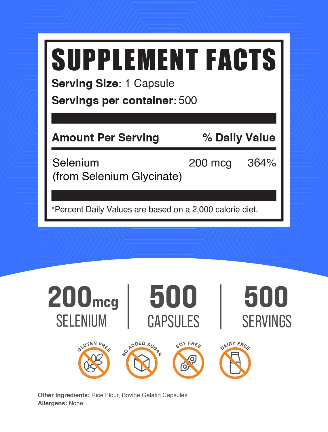 BulkSupplements Selenium Glycinate 200mcg capsules side view