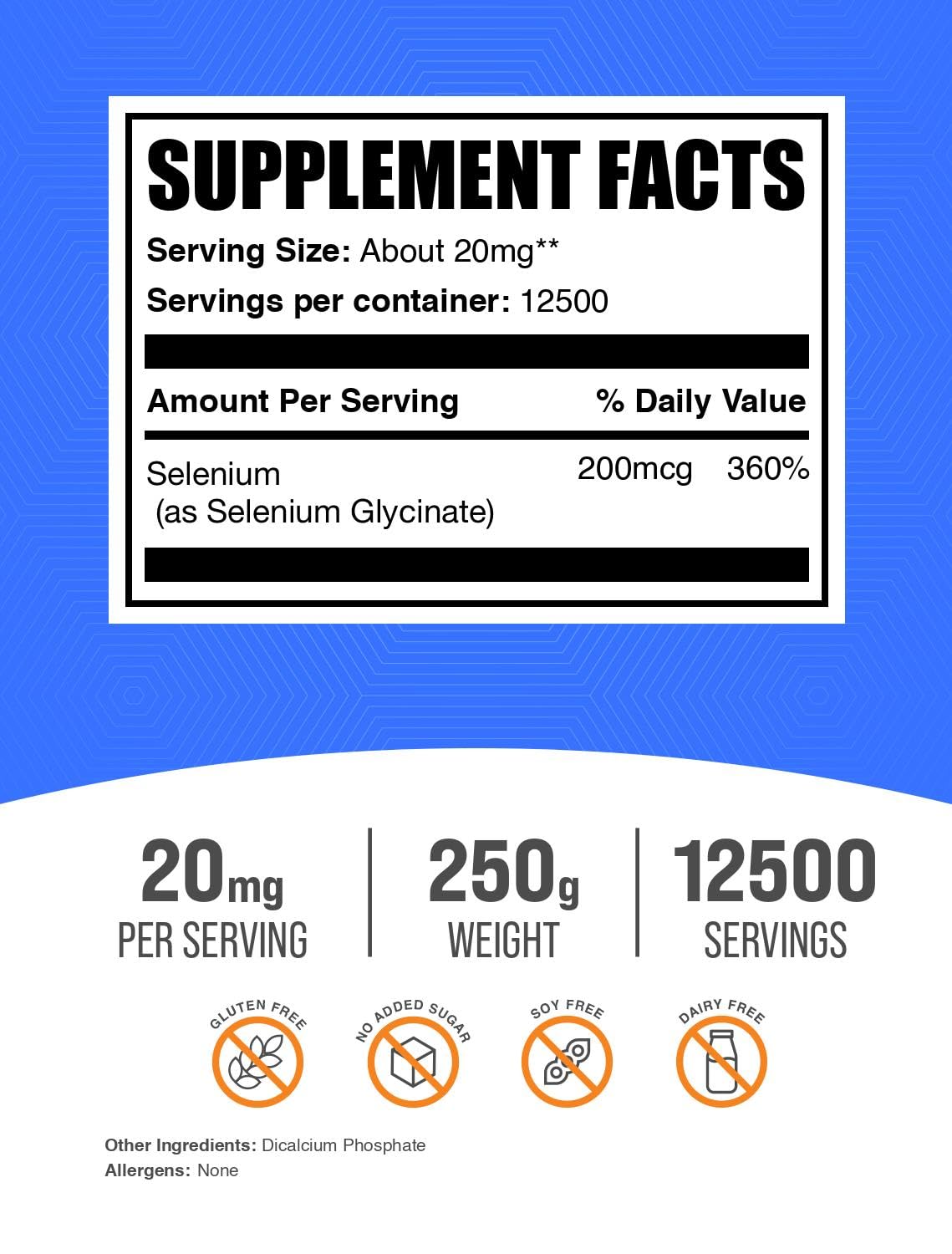 BulkSupplements Selenium Glycinate Powder 200mcg 249g packaging