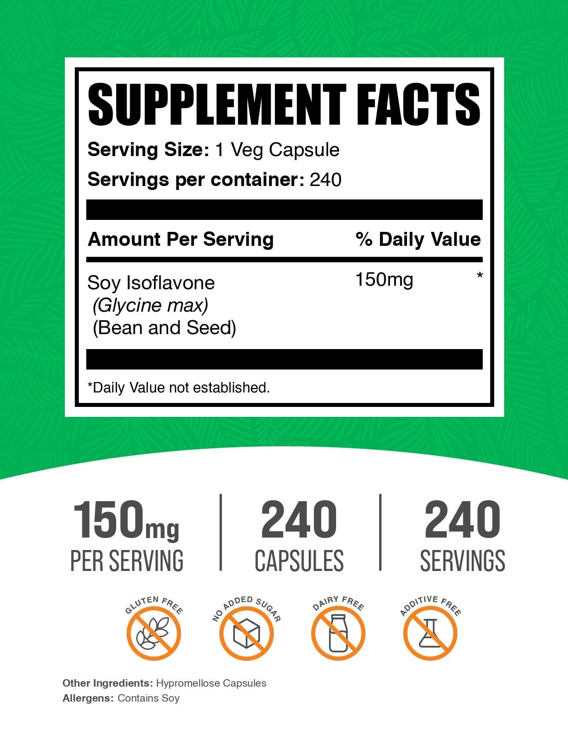 BulkSupplements Soy Isoflavones Capsules 110g side view