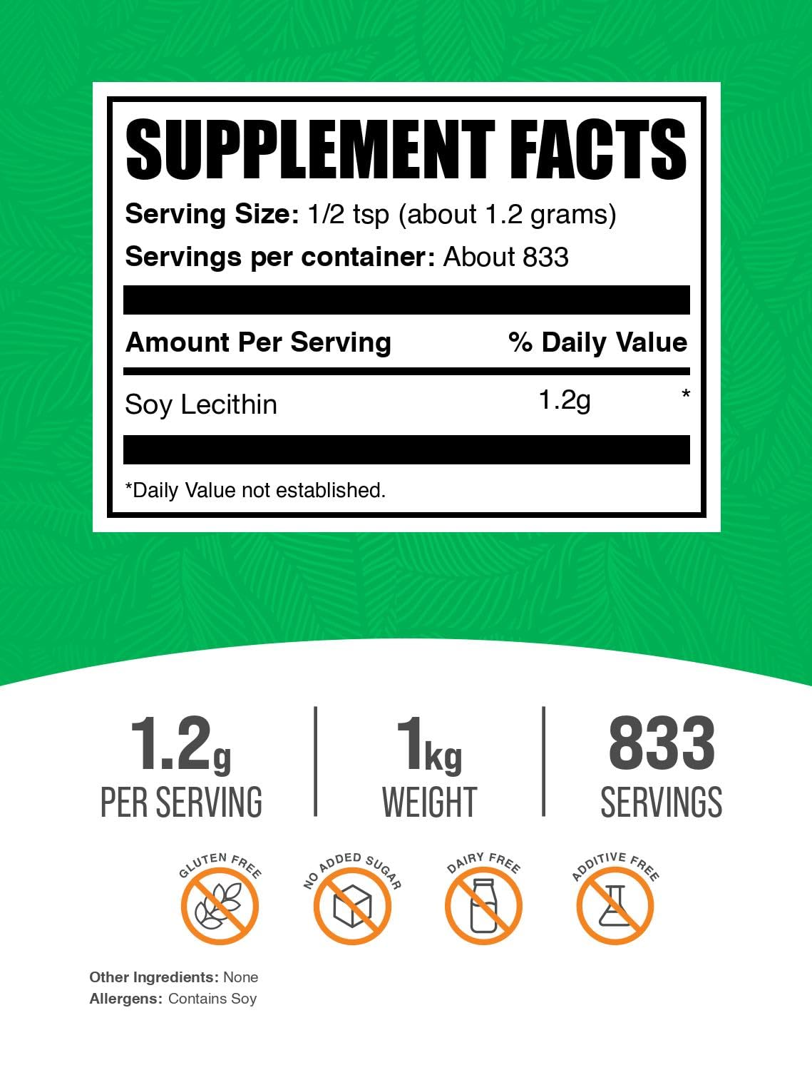 BulkSupplements Soy Lecithin Powder 1000g packaging