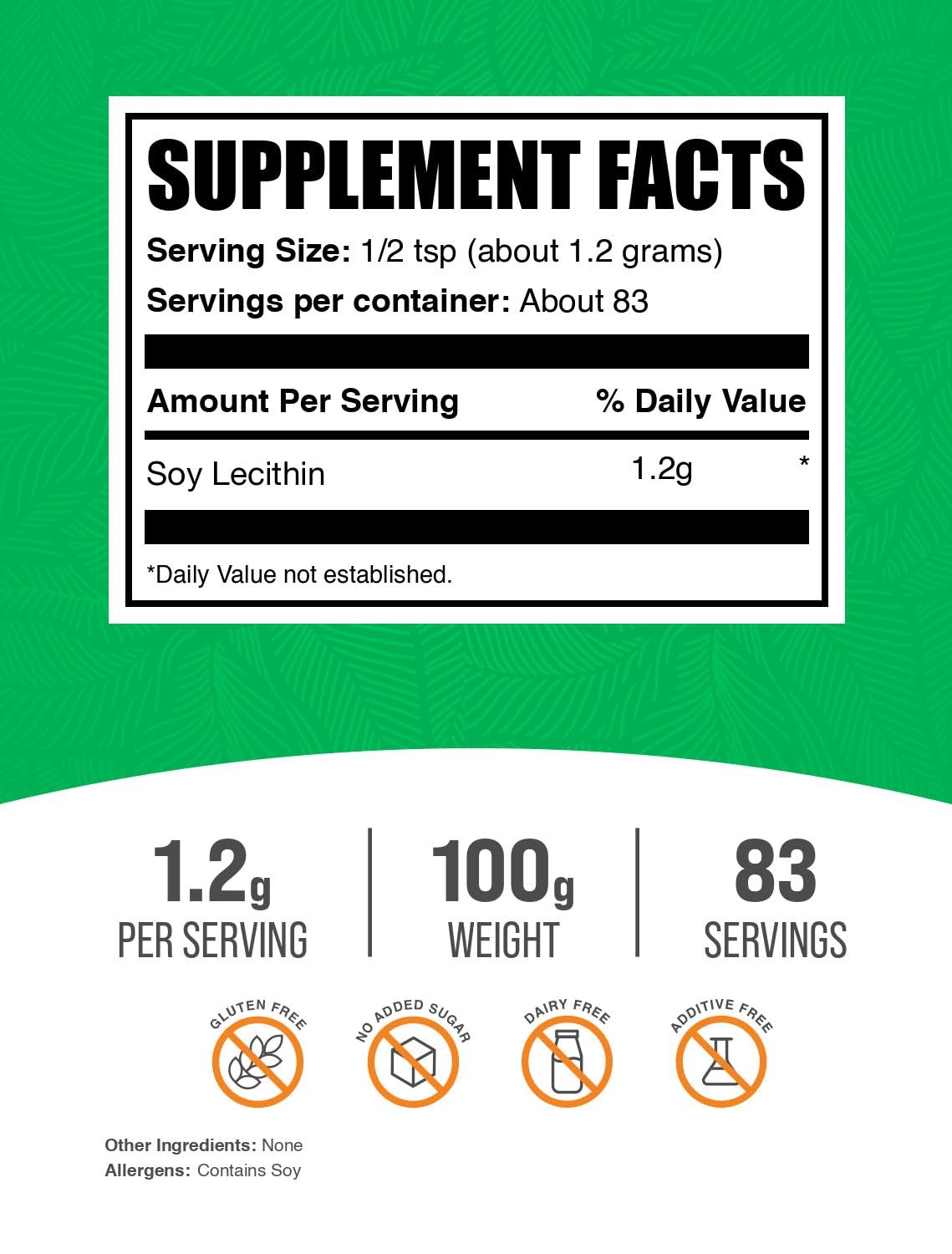 BulkSupplements Soy Lecithin Powder packaging details