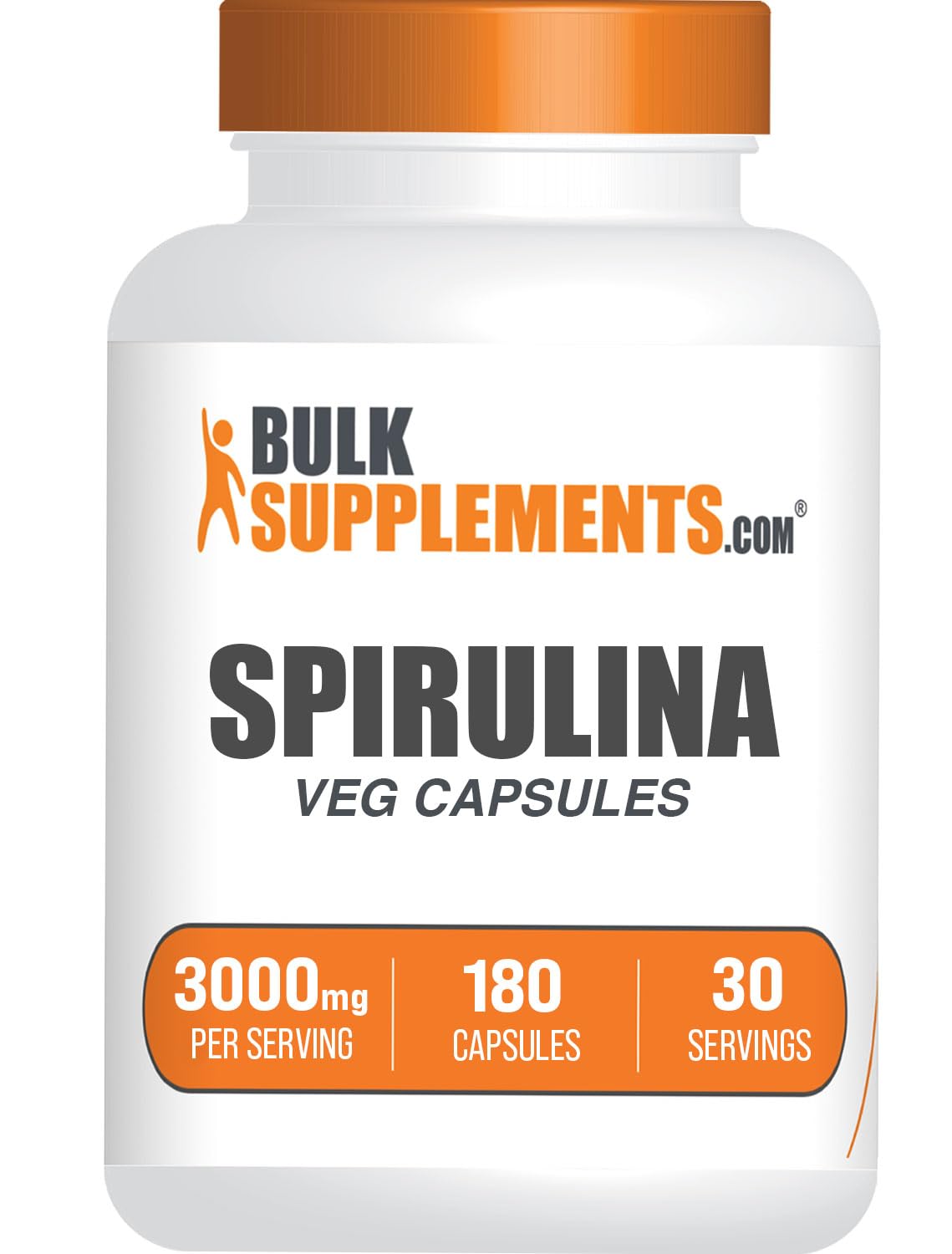 BulkSupplements Spirulina 3000mg Capsules front view