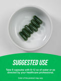 BulkSupplements Spirulina 3000mg Capsules on a wooden table