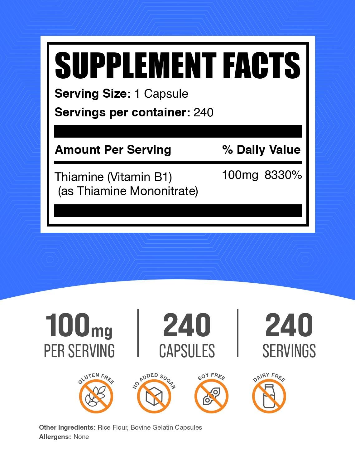 BulkSupplements Thiamine Mononitrate capsules side view