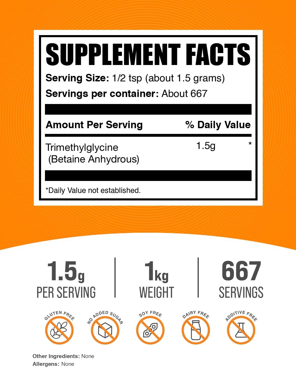 BulkSupplements TMG Powder packaging side view