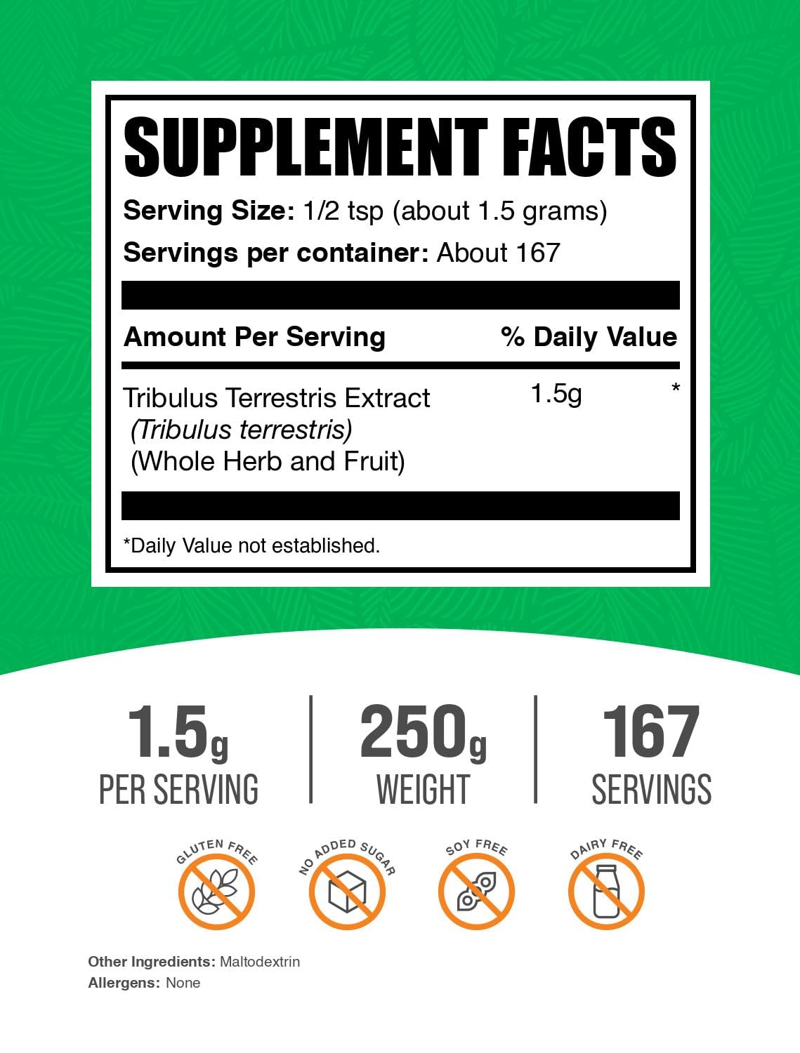BulkSupplements Tribulus Terrestris Extract Powder packaging