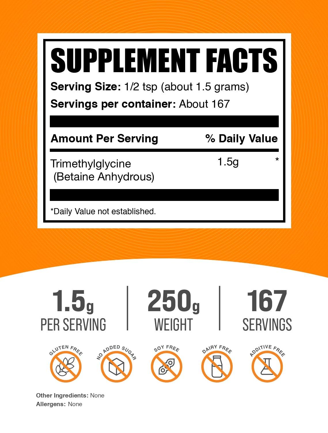 BulkSupplements Trimethylglycine Powder packaging side view