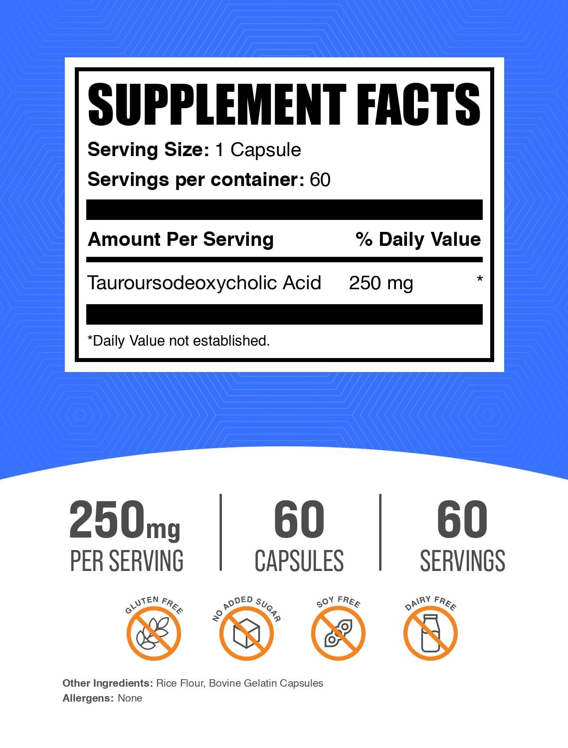 BulkSupplements TUDCA Capsules 250mg side view