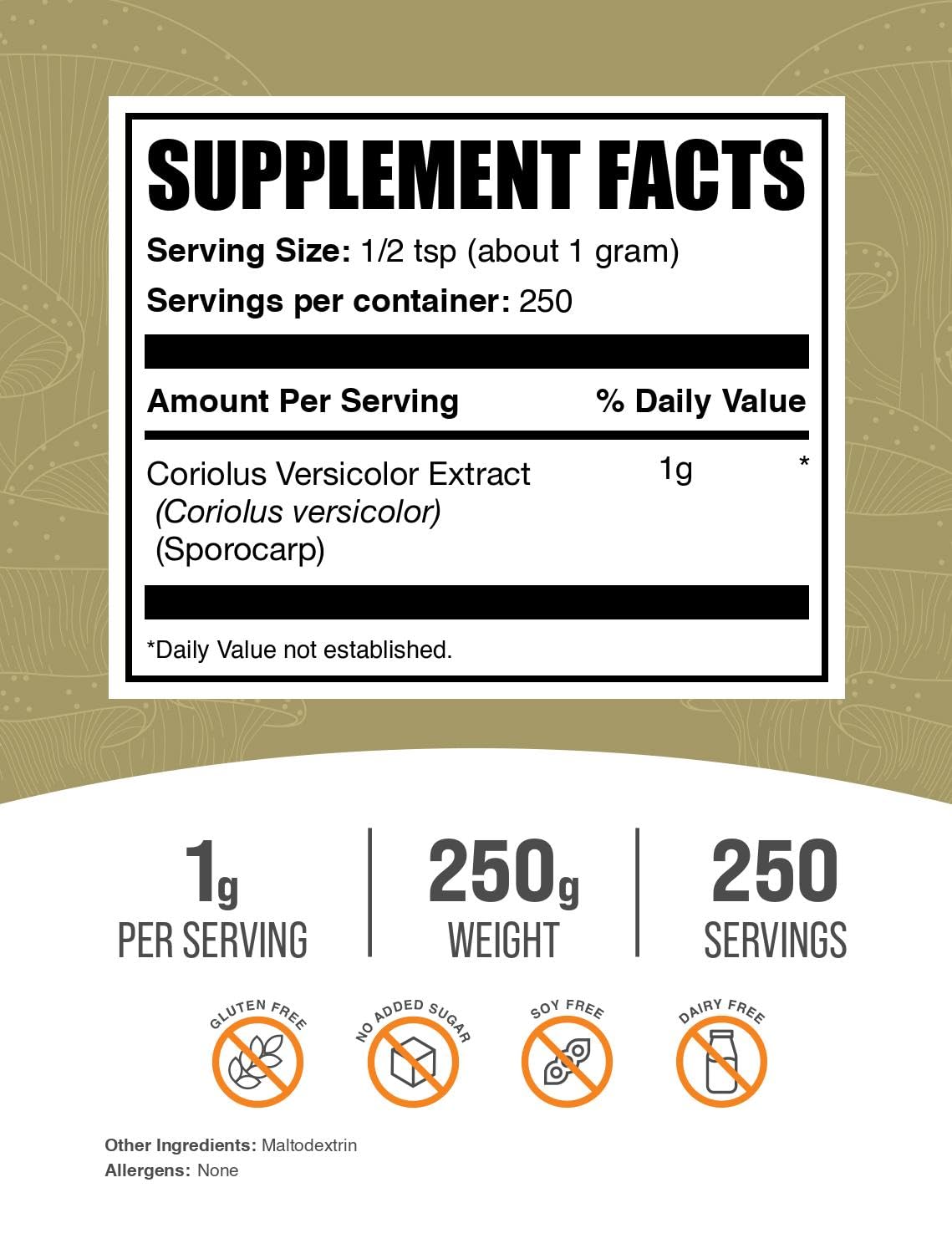 BulkSupplements Turkey Tail Mushroom Extract Powder packaging