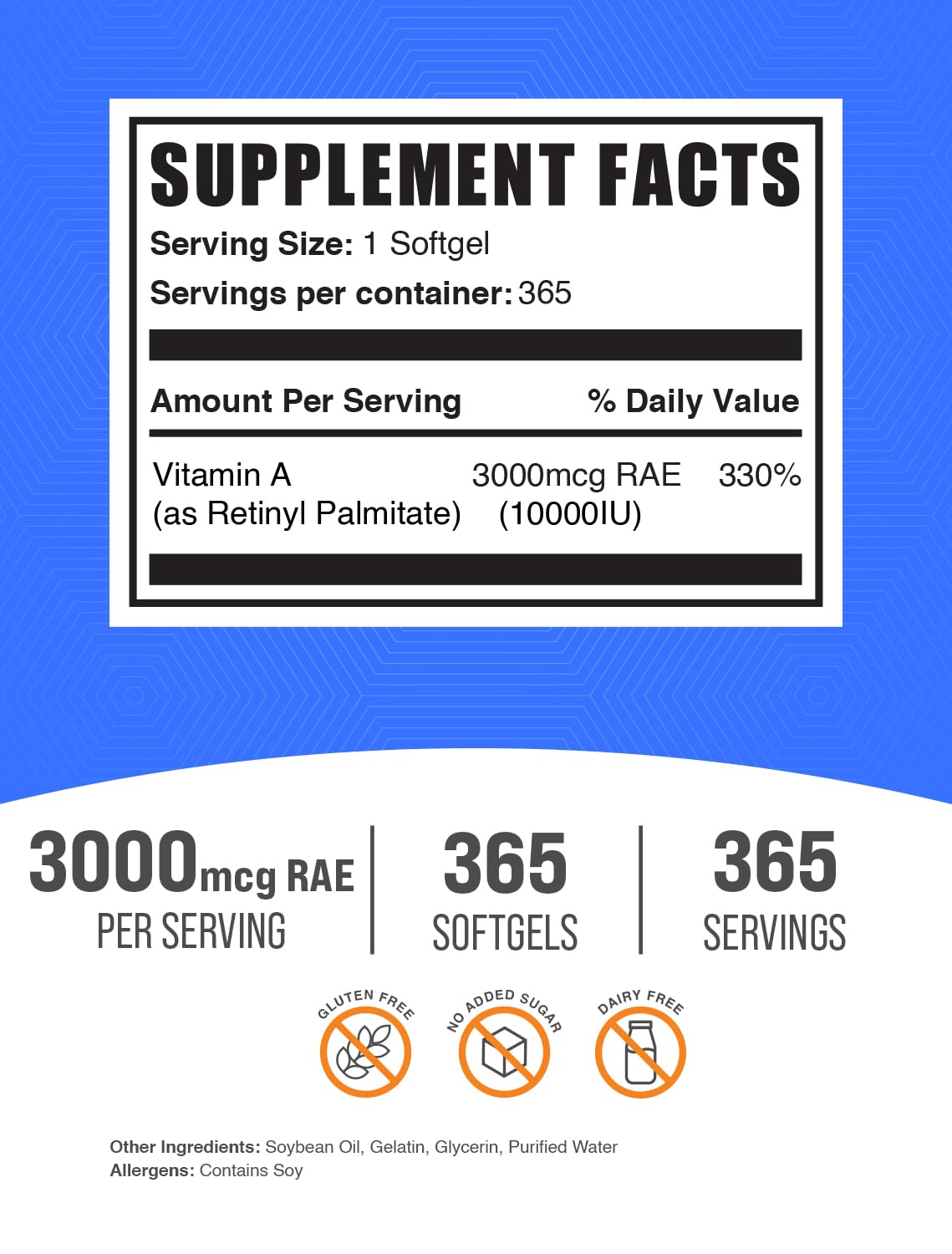 BulkSupplements Vitamin A 10000 IU softgels side view
