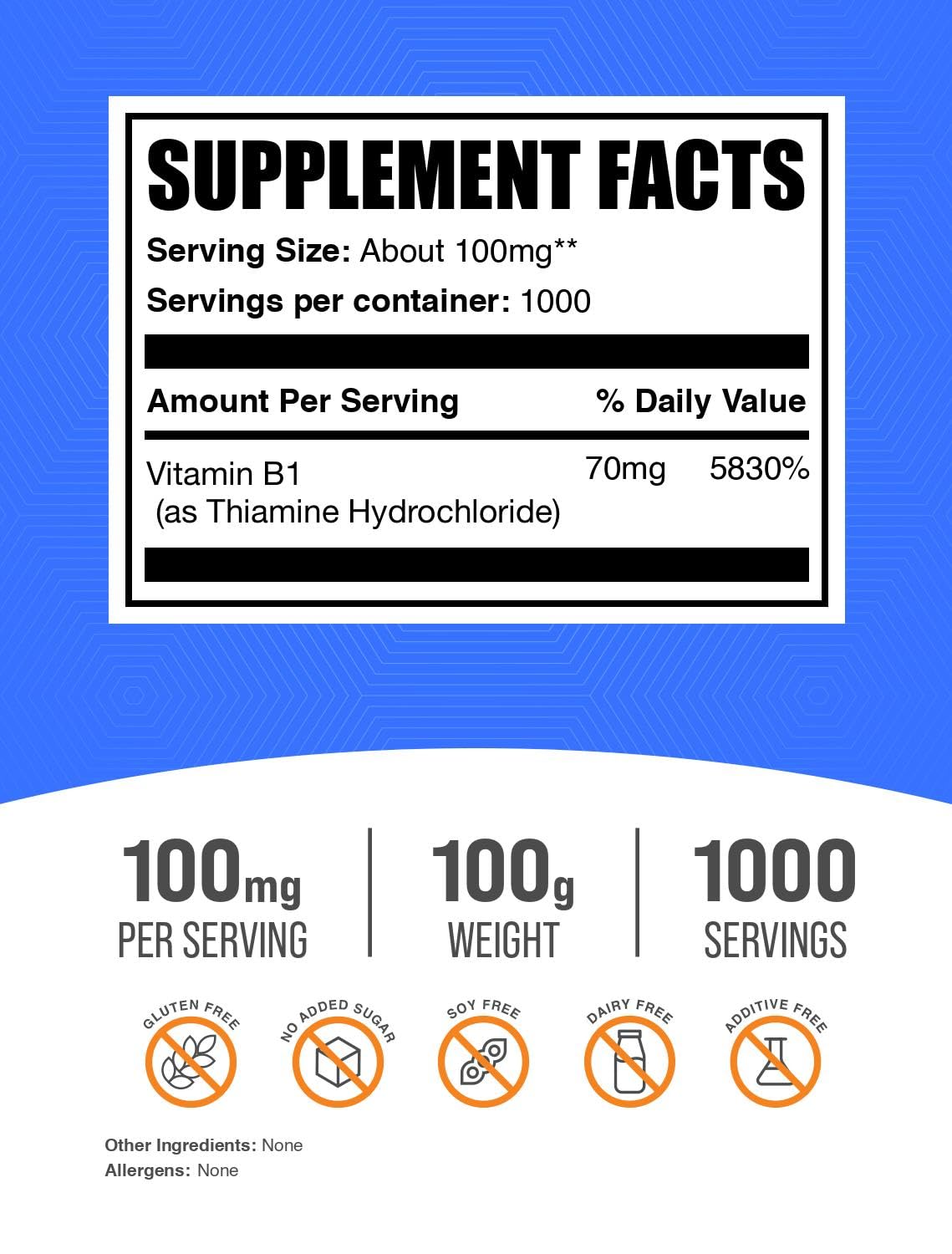 BulkSupplements Vitamin B1 Powder packaging side view