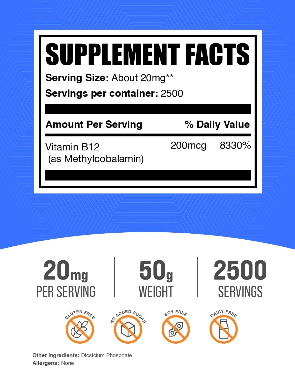 BulkSupplements Vitamin B12 Methylcobalamin Powder packaging