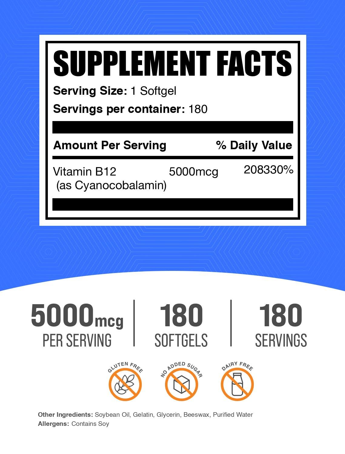 BulkSupplements Vitamin B12 softgels packaging side view