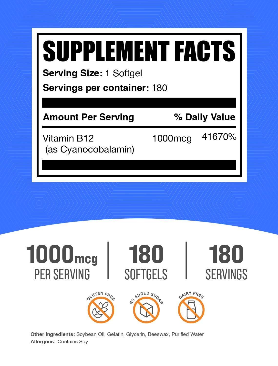 BulkSupplements Vitamin B12 softgels side view with packaging