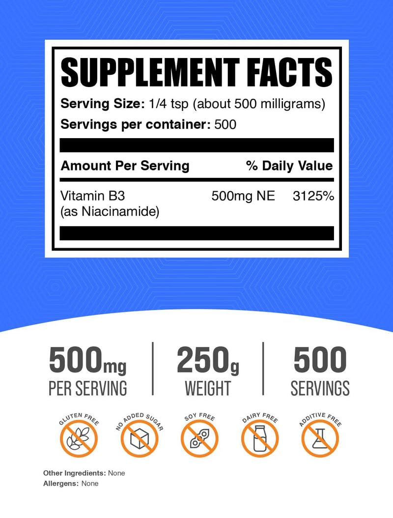 BulkSupplements Vitamin B3 Niacinamide Powder packaging