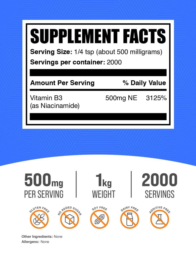 BulkSupplements Vitamin B3 (Niacinamide) Powder packaging